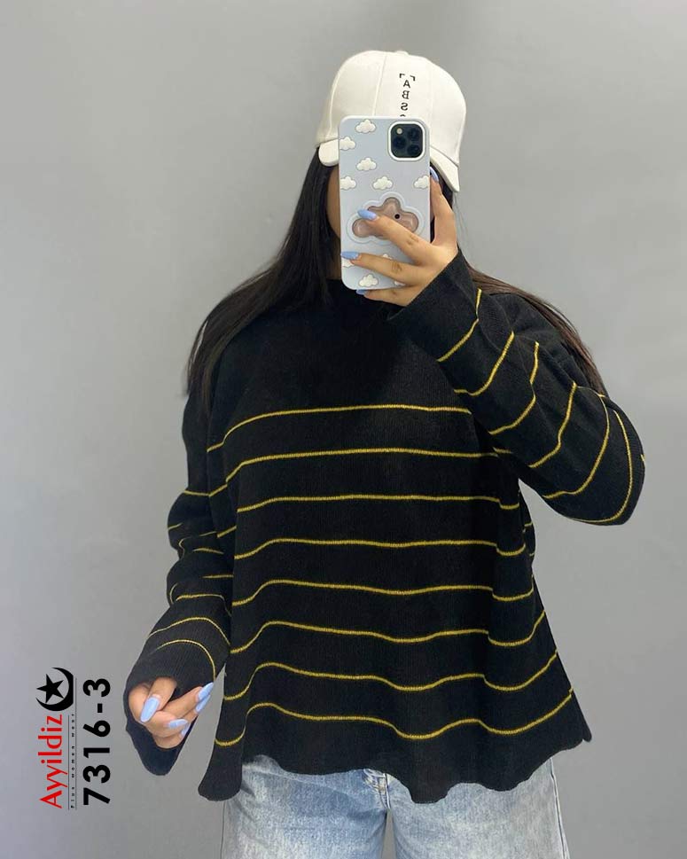 بلوز زنانه پاییزه‌ راه راه و کشی