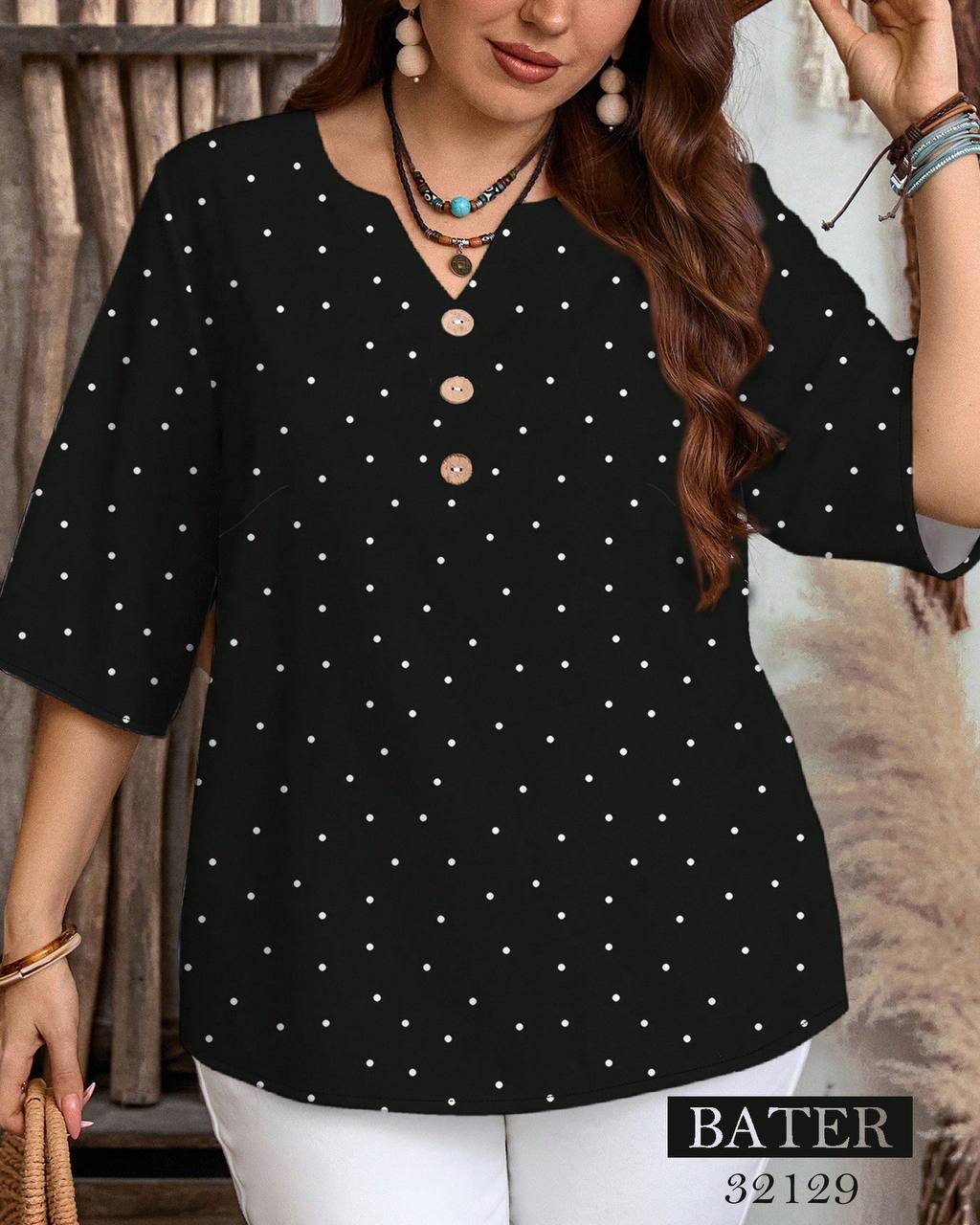 شومیز زنانه نخی خالخالی مجلسی