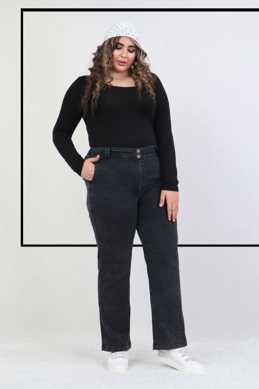 شلوار نیم بگ زنانه ذغالی سایزبزرگ