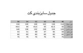 جدول سایزبندی کت